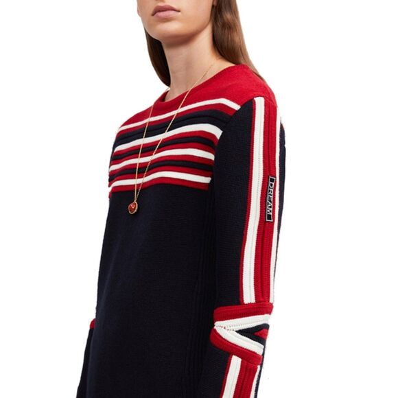 Maje Red Navy Moto Striped Wool Blend Sweater Size M - Picture 5 of 6